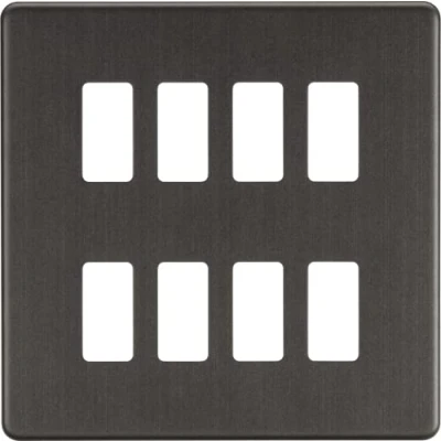 Image of KnightsBridge Screwless 8G grid faceplate smoked bronze