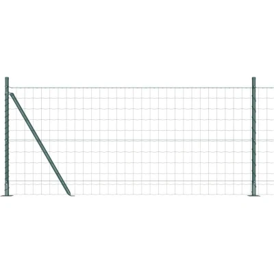 Image of vidaXL Euro Fence with 13 Flanged Posts 1x25 m Galvanised Steel