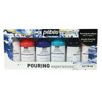 Image of Pebeo Pouring Experience Acrylic Paint Set 6 x 118ml Bottles Liquid Colour Glossy