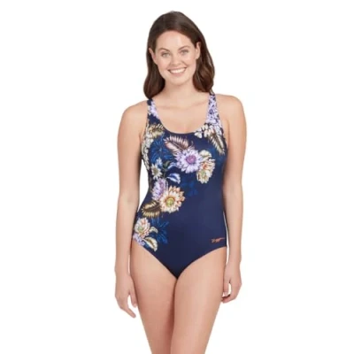 Image of Zoggs Women&#039;s Scoopback Eco Fabric One Piece Swimsuit, Navy, 8