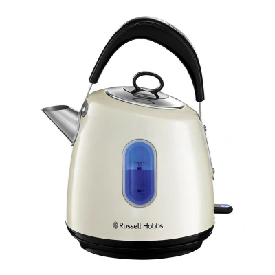 Image of Russell Hobbs Electric Kettle (For Hot Water, Tea or Coffee, 1.5L, Fast Boil, Stainless steel with grey accents, Pull off lid, Perfect pour spout, Internal illumination, 3000W, Cream) Stylevia 28132