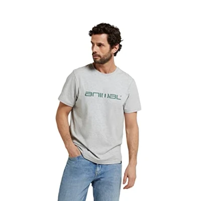 Image of Animal Classico Mens Cotton T Shirt Stylish, Lightweight &amp; Breathable Tee in Soft for Autumn Winter Beach, Holiday Travel Grey S
