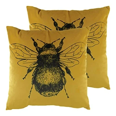 Image of Evans Lichfield Gold Bee Cushions (Twin Pack) Size 43 cm x