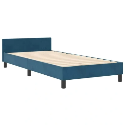 Image of vidaXL Bed Frame Dark Blue 90x200 cm Velvet