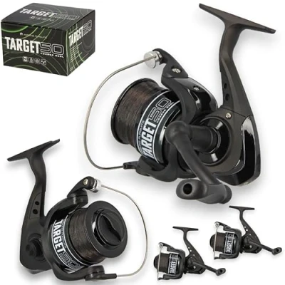 Image of 2 TARGET 50 Coarse Fishing Reel 10lb Line Angling Pursuits Freshwater Spinning