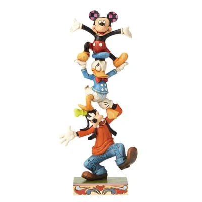 Image of Disney Traditions by Jim Shore Teetering Tower Goofy Donald Duck and Mickey Mouse Figurine