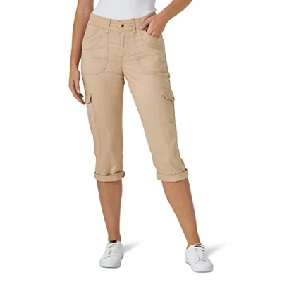 Image of Lee Women&#039;s Relaxed Fit Austyn Knit Waist Cargo Capri Pant, Café, 8 US