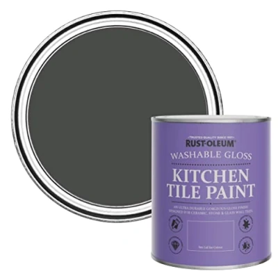 Image of Rust Oleum Green Water Resistant Kitchen Tile Paint in Gloss Finish After Dinner 750ml
