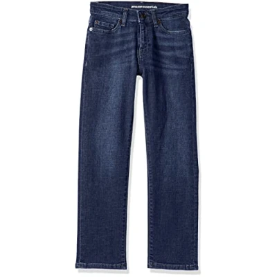 Image of Amazon Essentials Boys&#039; Regular Straight Cut Jeans, Dark Wash, 9 Years Plus
