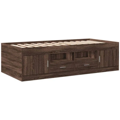 Image of vidaXL Daybed with Drawers without Mattress Brown Oak 100x200 cm