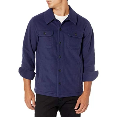 Image of Amazon Essentials Men&#039;s Long Sleeve Polar Fleece Shirt Jacket, Navy, XS