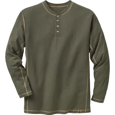 Image of Legendary Whitetails Men&#039;s Tall Size Maverick Slub Henley Shirt, Army, X Large