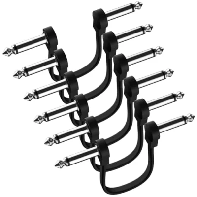 Image of Zwfjcmsa 6 Pack Inch Guitar Patch Cable, Instrument Pedal Cable Right Angle Flat