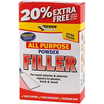 Image of Everbuild All Purpose Powder Filler Suitable for Interior and Exterior Use Quick Drying White 1.8 kg (1.5kg + 300g Free)