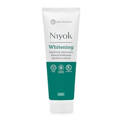 Image of Niyok® Whitening Toothpaste &quot;Mint&quot; (75 ml) Remineralising for White Teeth Natural Care &amp; Freshness Plastic Reduced Tube No Fluoride Vegan