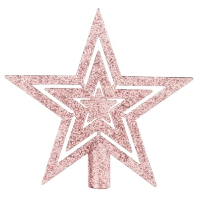 Image of VEYLIN Christmas Tree Topper,20CM Gold Glittered Star Topper for Ornament(champagne)