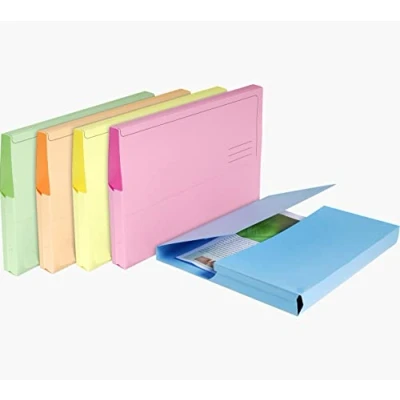 Image of indigo® Premium Pastel Range A4 Document Wallet Half Flap 250gsm Capacity 32mm (Assorted, Pack of 5)