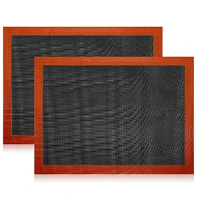 Image of Silicone Baking Mat, 2PCS Non Stick Nonslip Cooking Reusable Sheet Liners, BPA Free Heat Resistant Professional Mat for Cookies/Pastry/Macarons/Pizza, Black (40 X 30cm)