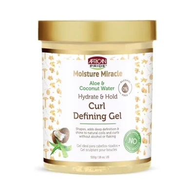 Image of African Pride Moisture Miracle Aloe &amp; Coconut Water Hydrate Hold Curl Defining Gel 18oz