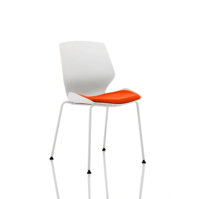 Image of Florence White Frame Visitor Chair in Bespoke Seat Tabasco Orange