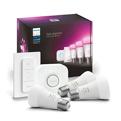 Image of Philips Hue White and Color ambiance Kit de démarrage : 3 ampoules connectées E27 (1100) + variateur
