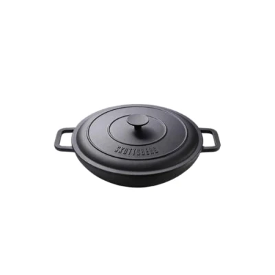 Image of SKOTTSBERG Cast Iron Casserole Dish with Knobs Inside Lid Professional Diameter 31.5 cm High Rim Handles for Crispy Roasting and Optimal Cooking, Gas, Electric, Ceramic or Induction