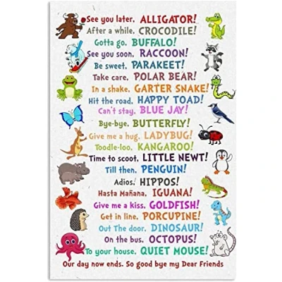 Image of Bonoff Funny Animal Poster See You Later Alligator Vintage Home Decor Wall Art Tin Sign Metal 8X12 Inches