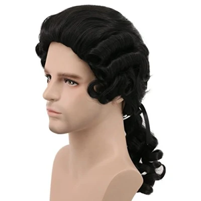Image of Karlery Women and Men Long Wave Black Wig Halloween Costume Anime Cosplay (Black)