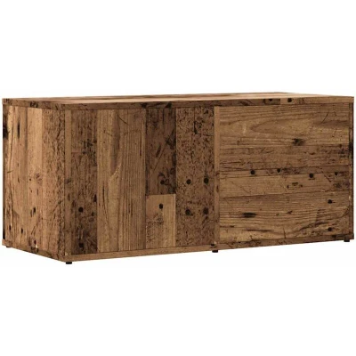 Image of vidaXL TV cabinet/brown old wood stand/80x34x35.5 cm engineered wood/2 drawers/1 door/living room bedroom