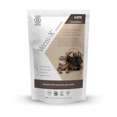 Image of Verm X 100% Natural Treats for Cats. Supports  Intestinal Hygiene. Vet Approved. UFAS Assured. Contains  Prebiotic Gut Biome Quality. Restores and Maintains Vitality. Wormwood Free Recipe.