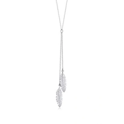 Image of Elli Women&#039;s 925 Sterling Silver Boho Feather Pendants Y Chain 60cm length