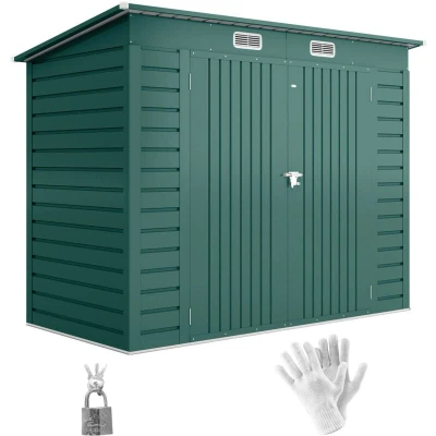 Image of Outsunny 8 x 4FT Metal Garden Storage Shed with Double Doors Green 84H 118V00GN