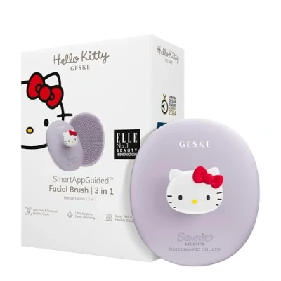 Image of GESKE x Hello Kitty SmartAppGuided™ Facial Brush 3 in 1 Professional Cleansing with Handle Skin Soft Silicone Routine Skincare Gentle
