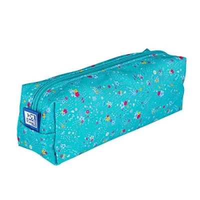 Image of Oxford Turquoise Floral Pencil Case Travel Cosmetic Large Capacity