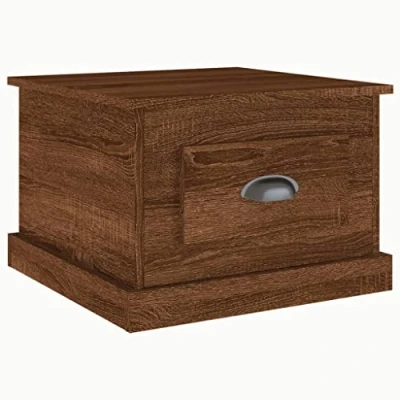 Image of vidaXL Stylish Brown Oak Coffee Table with Drawer Modern Square for Living Room Engineered Wood Side