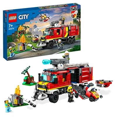 Image of LEGO 60374 City Fire Command Unit Set, Rescue Engine Toy, Ultramodern Truck with Land and Air Drones, Emergency Vehicle Toys for Kids, Boys &amp; Girls Aged 6 Plus