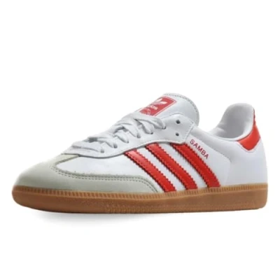 Image of adidas Originals Samba OG Unisex Trainers, Size: 5, Footwear white/solar red/off white Leather