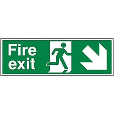 Image of V Safety Fire Exit Arrow Down Right 300 x 100 mm Sign