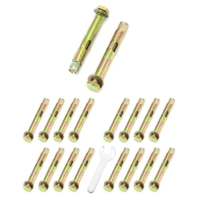 Image of QWORK® 18 Pack Expansion Screw Bolts, M6 x 8 60 mm Hex Bolt Sleeve Anchor Bolts Concrete Masonry Brick Wall Fixings