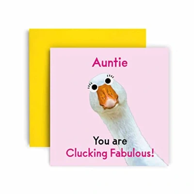 Image of Huxters Birthday Cards for Women Fabulous Goose Auntie Happy Card Birthday, Mother’s Day with Lovely Green Envelope Funny (Auntie)