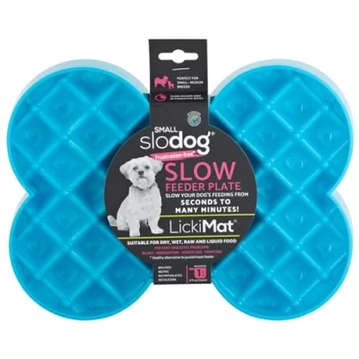 Image of LickiMat Small Slodog Suitable for Wet Food, Raw Kibble and Treats. Perfect Fun Feeder Medium Sized Dogs. No Gulp Frustration, Turquoise.