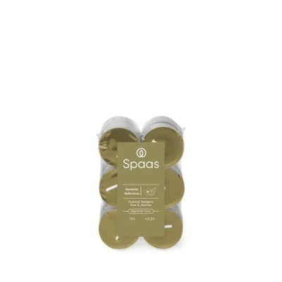 Image of Spaas Scented Tealights flatpack x12 4.5h, Romantic Reflections, Olive Green