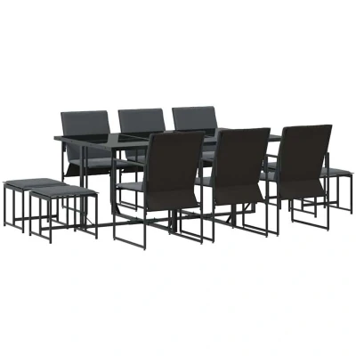 Image of vidaXL 13 Piece Garden Dining Set with Cushions, Made of Steel and Textilene