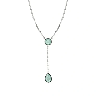 Image of Nomination Allure Necklace for woman in Stainless Steel with 2 Green Crystal. Lenght 45 adjustable to 54 cm. Made Italy.