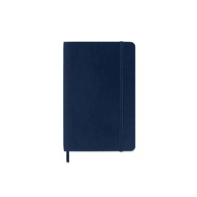 Image of Moleskine Classic Plain Paper Notebook, Soft Cover and Elastic Closure Journal, Color Sapphire Blue, Medium 9 x 14 cm, 208 Pages