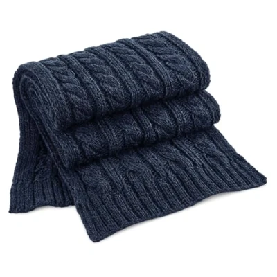 Image of Beechfield B499 Cable Knit Melange Scarf Navy