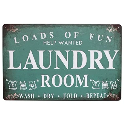 Image of Laundry Room Loads of Fun Vintage Tin Metal Sign Home Wall Plaque Decor