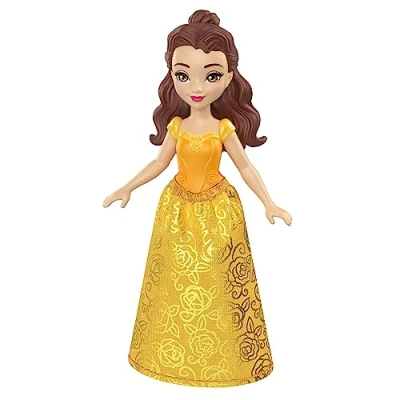 Image of Mattel Disney Princess Toys, Small Dolls, Belle Posable Doll with Sparkling Clothing Inspired by Movie, Gifts for Kids, HLW78