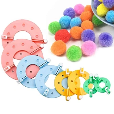 Image of 8 Piece Pompom Makers, 4 Sizes pom Maker Fluff Ball Bobble Weaver Needle Craft Knitting Wool Tool Kit DIY
