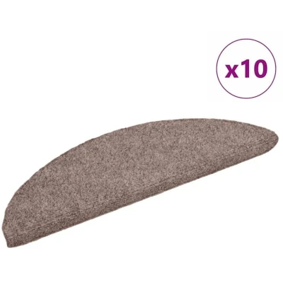 Image of vidaXL Self adhesive Stair Mats 10 pcs Cream 56x17x3 cm Needle Punch